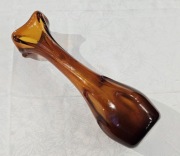 Wazon szklany sękacz rwaniec brązowy miodowy kolorowe szkło PRL Vintage 