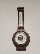 Stary drewniany barometr z termometrem 