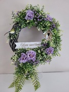 Wianek kwiatowy, powitalny na drzwi. Całoroczny. Rękodzieło!