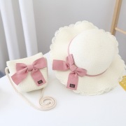 ZESTAW torebka i kapelusz 52cm dla dziewczynki słomiane KOKARDA 