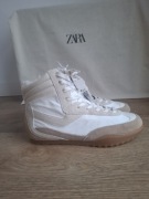 Zara wysokie sneakersy kremowe 38 nowe z metką high top sportowe