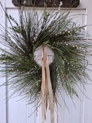 Wielkanocny wianek wieniec boho 70 cm zielone żywe gałązki i eukaliptus