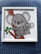 Misie Koala. Obrazek ręcznie haftowany