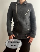 Kurtka 20% wełna płaszcz budrysówka grafitowa wełniana zamek Bershka 36 S