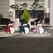 Bałwan świecznik witraż dekoracja okna parapetu