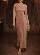 Wieczorowa elegancka sukienka z metalicznej dzianiny, Mango Limited Edition