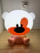 Różowa lampka nocna LED dla dzieci – miś | 3 poziomy światła | USB
