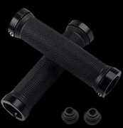 Gripy uchwyty rączki czarne 130mm równe,guma,dwie blok. Alu, rower MTB