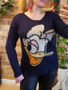 H&M Disney sweter swetr bluzka Kaczor Donald Daisy Duck wełna moher r. 36