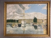 Port Antwerpia żaglowiec Mercator 80/60 olej na płótnie 