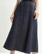 24^ bpc letnia spódnica z lnem w gumkę z guzikami   50/52 nowa