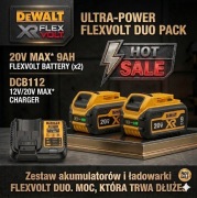 Zestaw DEWALT 60V MAX XR o dużej pojemności 20V 9Ah DBC609 - 2x akumulator 