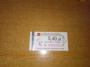 Bilet jednorazowy 3,40zł normalny MPK Łódź skasowany lokalny