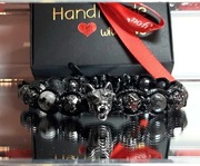 BRANSOLETKA WILK STAL SZLACHETNA 316L KAMIEŃ LAWA YOOPERLITE MOCNY SZNUREK 