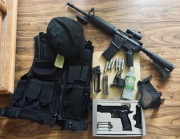 ASG replika M4 i Sig Sauer p226, cały kompletny zestaw kamizelka naboje .