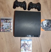 PS3 slim 250gb +3 gry i 2 pady 