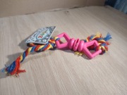 Gryzak różowy z dziurką szarpak zabawka gryzak dla psa