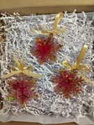 Rękodzieło Śnieżynki  choinkowe zestaw 3szt z żywicy epoksydowej czerwone