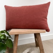Poszewka na poduszkę boho bordowa lniana 30x50