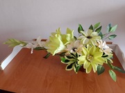 Wiązanka na grób stroik na cmentarz sztuczne kwiaty ZIELONA 