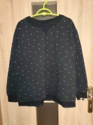 85 Czarna prosta bluza w pomarańczowe kropki rozmiar 44