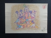Kaczor Donald, Mickey Mouse, Daisy, Minnie, Pluto, Goofy - rysunek Millet