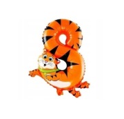 Balon foliowy osiem balon 8 balonik na ósme urodziny tygrysek 5 sztuk