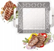 Kosz na grilla grillowanie warzyw mięsa ryb stal nierdzewna 22x22x6cm