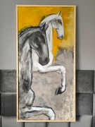 Duży obraz na płótnie koń konie karuzela 140x70 cm oryginał 