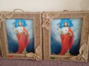 Obraz Serce Jezusa makrama juta