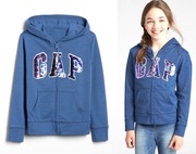 GAP niebieska bluza z kapturem logo cekiny 14 15 16 lat