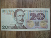 BANKNOT PRL 20 ZŁOTYCH 1982 ROK SERIA AM TRAUGUTT UNC
