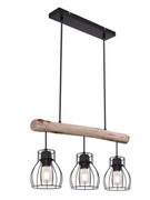 Lampa wisząca loftowa GLOBO 15326-3N czarny metal i drewno 