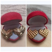 2 pary kolczyki serca serduszka kolor złoty wkręty sztyfty stal okazja