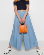 Spodnie z szerokimi nogawkami, wysoki stan - Stefanel - loose fit - roz. L