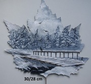 Pejzaż na prawdziwym ususzonym liściu zima