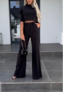 KOMPLET CZARNY SPODNIE BLUZKA Victoria 36