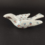 ptak ptaszek w kwiatki ceramika szkliwiona unikat