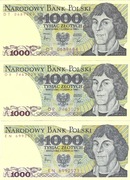 BANKNOTY  3 x 1000 ZŁ. M. KOPERNIK  z 1982 r - STAN BANKOWY