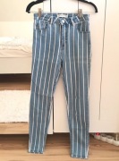 Niebieskie jeansy w białe paski Stradivarius 36/S 