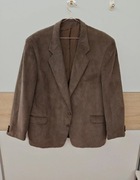 Welurowa ciężka brązowa i prążkowana marynarka męska size 58 