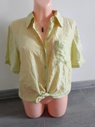 Koszula, silk, jedwab, jasny zielony, krótki rękaw, bluzka z kołnierzykiem