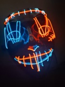 Maska LED 3tryby świecenia dla DJ techno Cosplay Karnawał Przerażająca Neon