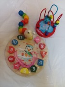 Zabawki - zestaw - zegar-sorter - gasienica z drewna - Elephant do przekl