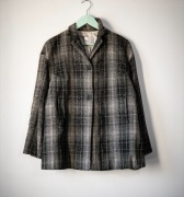 Marynarka damska wełniana 98% wełna krata vintage żakiet elegancki