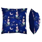 Poszewka 40x40 cm Sowy granatowe ze złotkiem - Bawełna