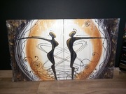 Obraz malowany na płótnie, olej, postaci.