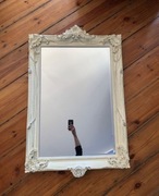 Wyjątkowe białe fazowane LUSTRO barok rokoko