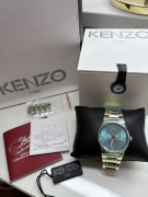 Kenzo Tiger Head zegarek K0022002 turkusowy złoty