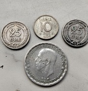 Szwecja zestaw Monet 10,25 Ore oraz Korona srebro 